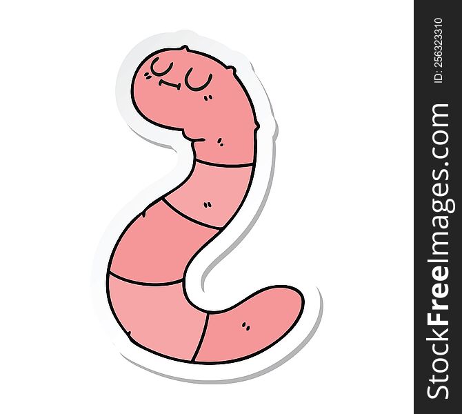 Sticker Of A Quirky Hand Drawn Cartoon Worm