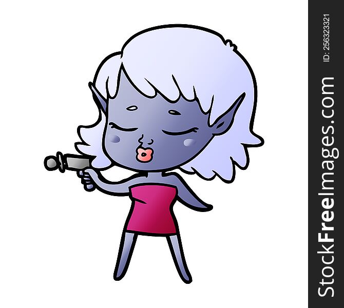 pretty cartoon alien girl with ray gun. pretty cartoon alien girl with ray gun