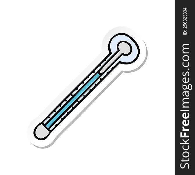 sticker of a quirky hand drawn cartoon thermometer