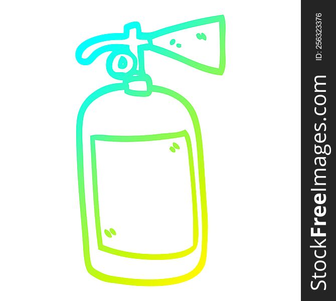 cold gradient line drawing of a cartoon fire extinguisher