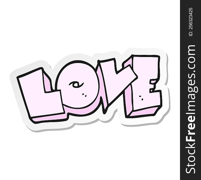 sticker of a cartoon love sign