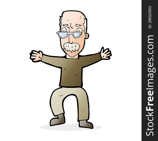 cartoon old man waving arms