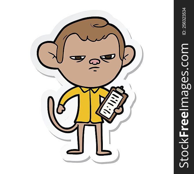 sticker of a cartoon annoyed monkey boss