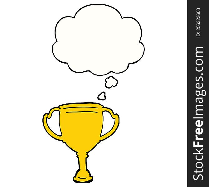 cartoon sports trophy with thought bubble. cartoon sports trophy with thought bubble