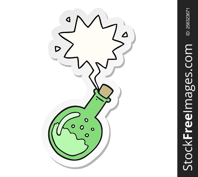 Cartoon Potion And Speech Bubble Sticker