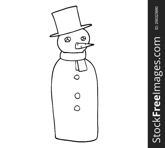 Line Drawing Cartoon Traditional Snowman