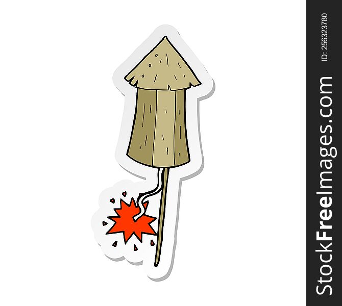 Sticker Of A Cartoon Old Wood Rocket