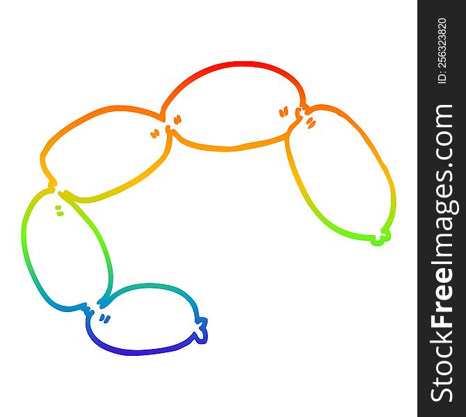 rainbow gradient line drawing of a cartoon sausages