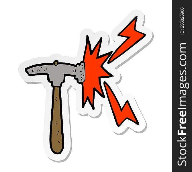 Sticker Of A Cartoon Hammer