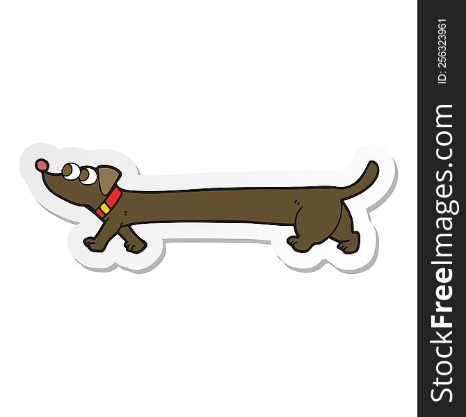 Sticker Of A Cartoon Dachshund