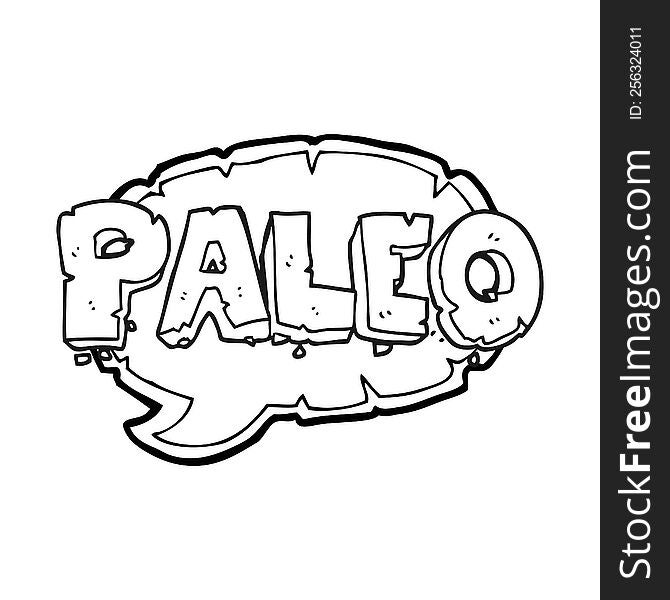 paleo freehand drawn black and white cartoon sign. paleo freehand drawn black and white cartoon sign