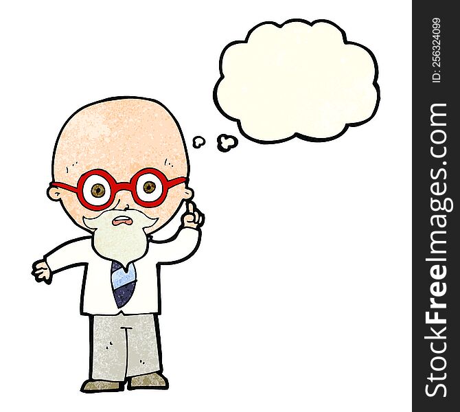 cartoon professor with thought bubble