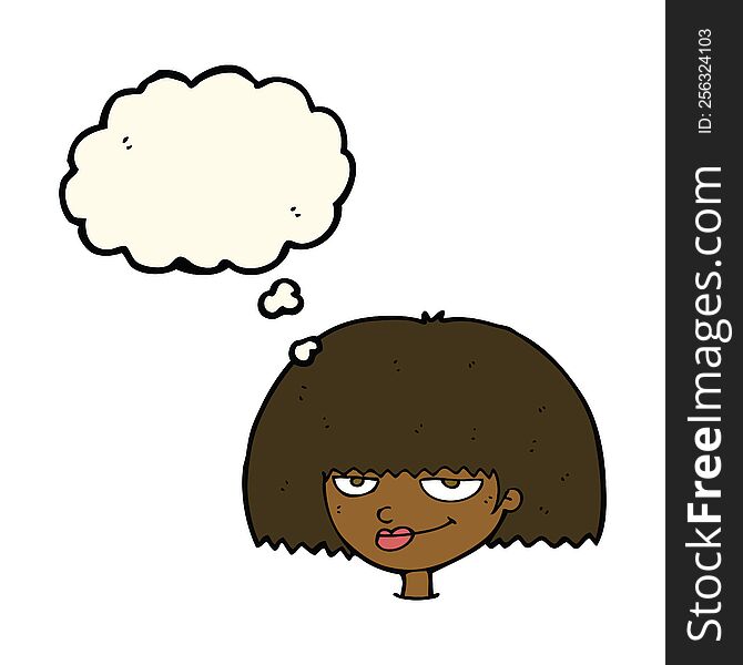 Cartoon Mean Female Face With Thought Bubble