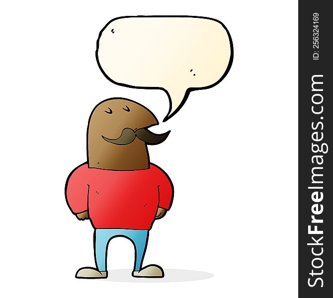 Cartoon Bald Man With Mustache With Speech Bubble