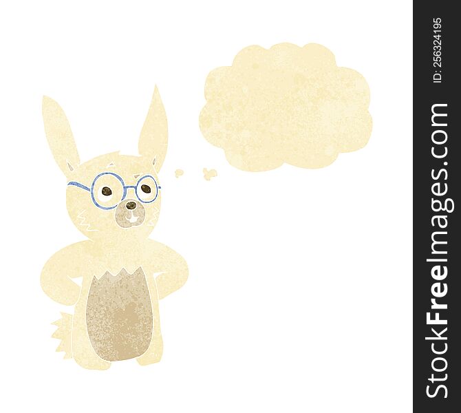 Cartoon Rabbit Wearing Spectacles With Thought Bubble