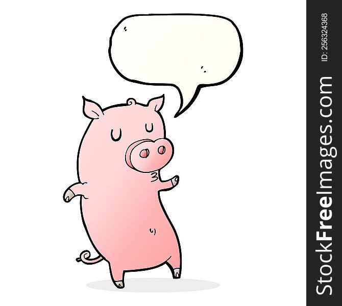 Funny Cartoon Pig With Speech Bubble