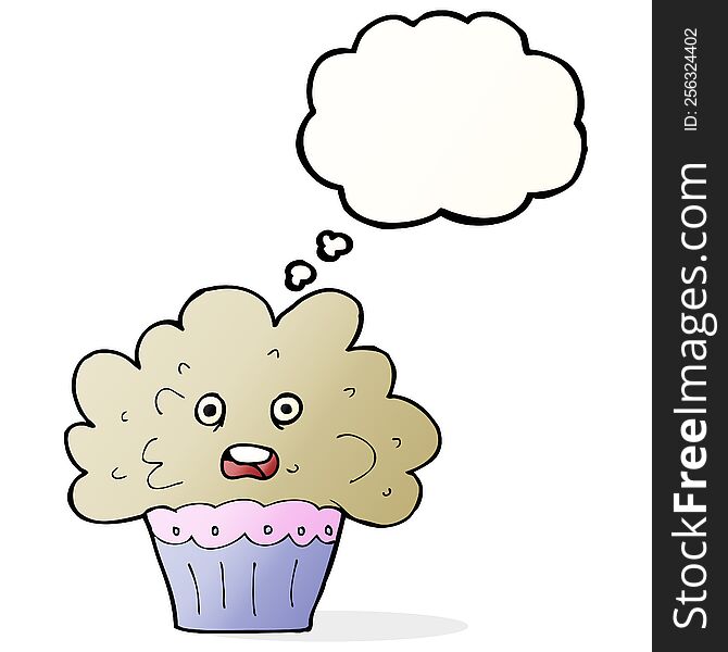 Cartoon Big Cupcake With Thought Bubble