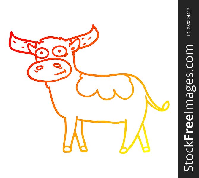 Warm Gradient Line Drawing Cartoon Bull