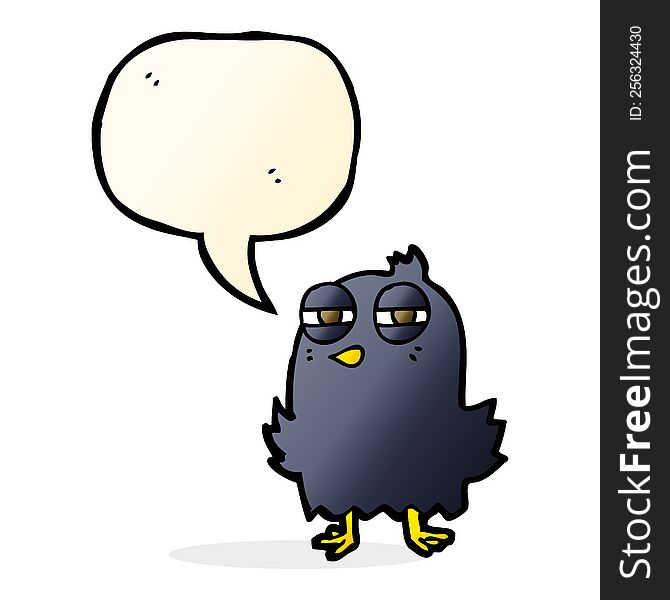 Funny Cartoon Bird With Speech Bubble