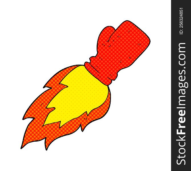 freehand drawn cartoon boxing glove flaming punch