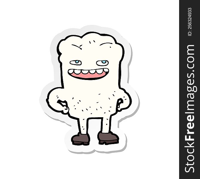 Sticker Of A Cartoon Tooth