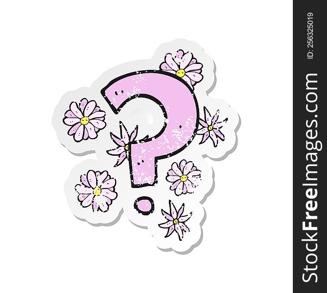 retro distressed sticker of a cartoon question mark