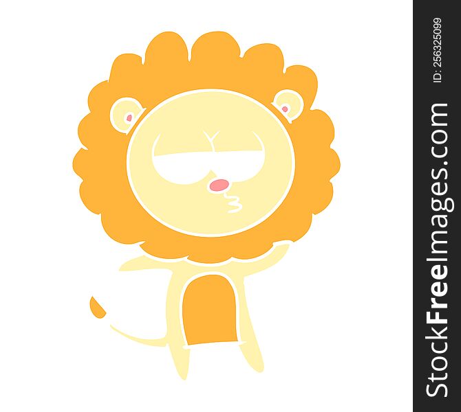 Flat Color Style Cartoon Bored Lion
