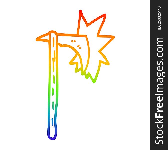 Rainbow Gradient Line Drawing Cartoon Sharp Axe