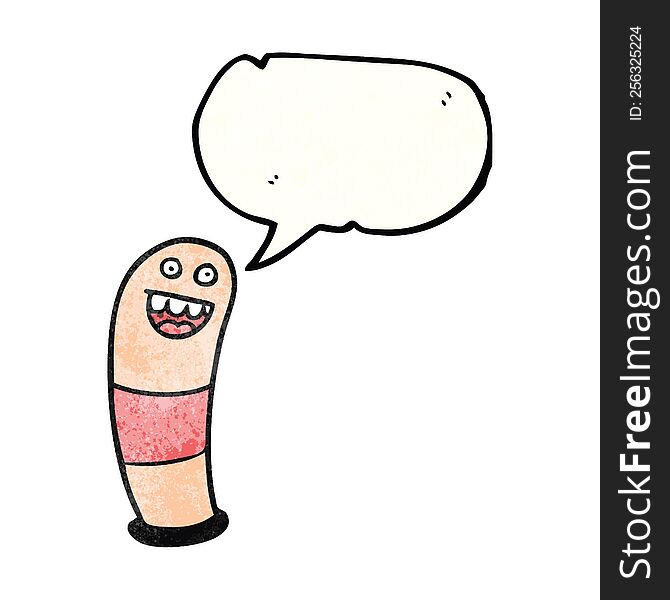 freehand speech bubble textured cartoon worm