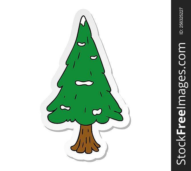Sticker Cartoon Doodle Single Snow Covered Tree