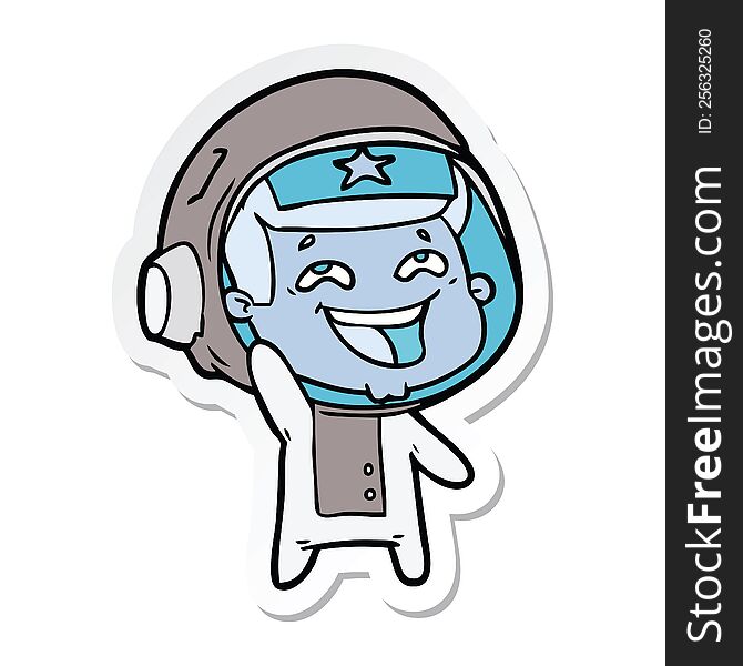 Sticker Of A Cartoon Laughing Astronaut