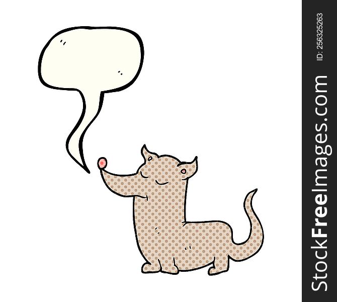 freehand drawn comic book speech bubble cartoon little dog