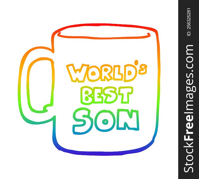 rainbow gradient line drawing of a worlds best son mug