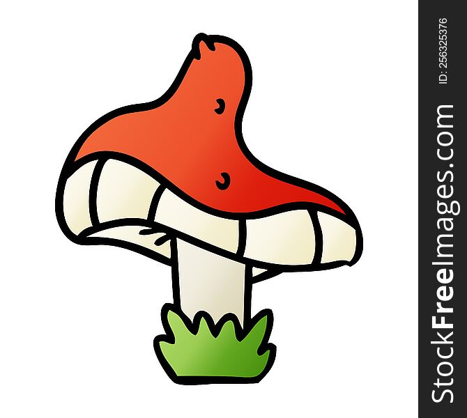 hand drawn gradient cartoon doodle of a single mushroom