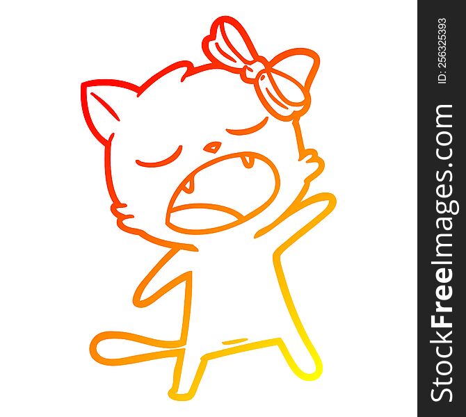Warm Gradient Line Drawing Cartoon Singing Cat