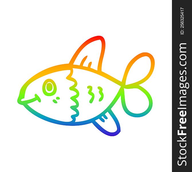 rainbow gradient line drawing cartoon fish