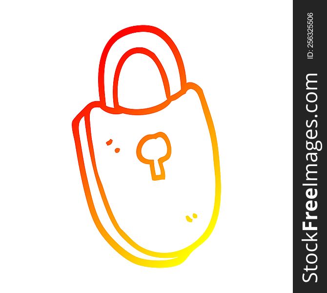 warm gradient line drawing of a cartoon locked padlock