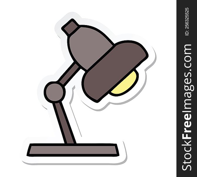 sticker of a cute cartoon table lamp