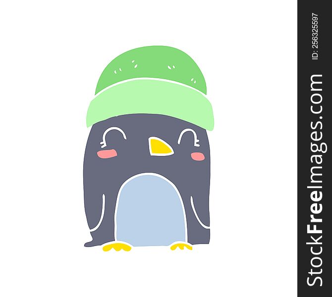 cute flat color style cartoon penguin
