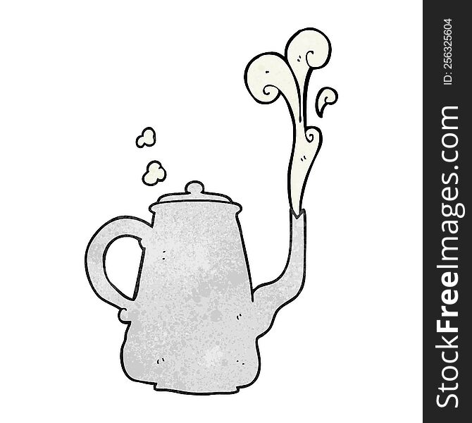 freehand textured cartoon steaming  coffee pot. freehand textured cartoon steaming  coffee pot