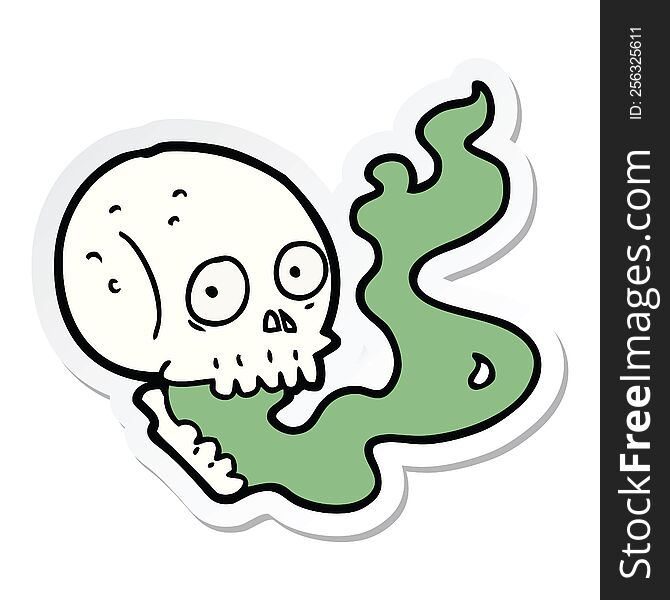 sticker of a cartoon haunted skull