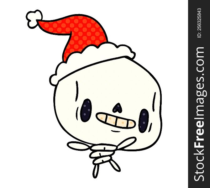hand drawn christmas cartoon of kawaii skeleton