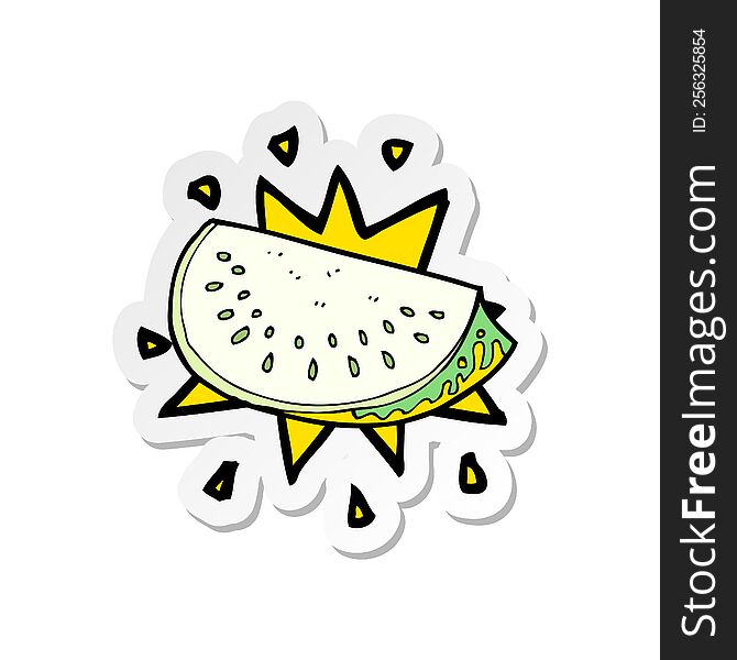 sticker of a cartoon melon slice