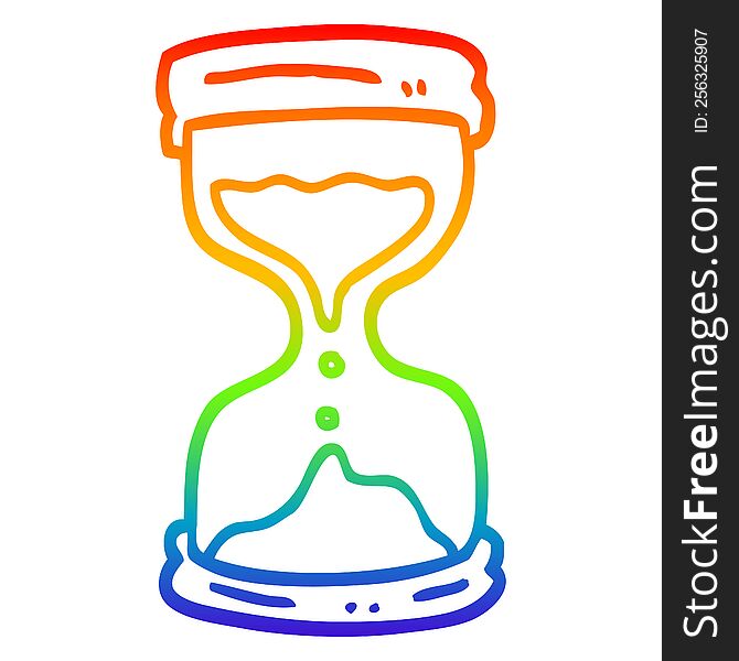 Rainbow Gradient Line Drawing Cartoon Hourglass