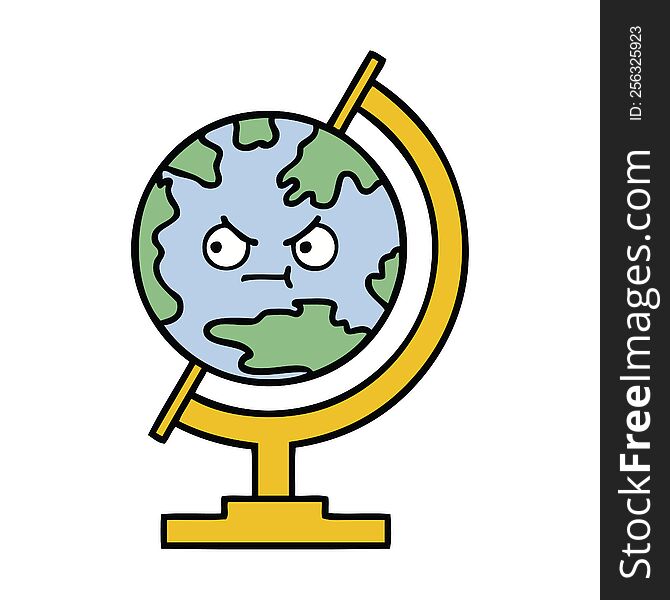 cute cartoon globe of the world