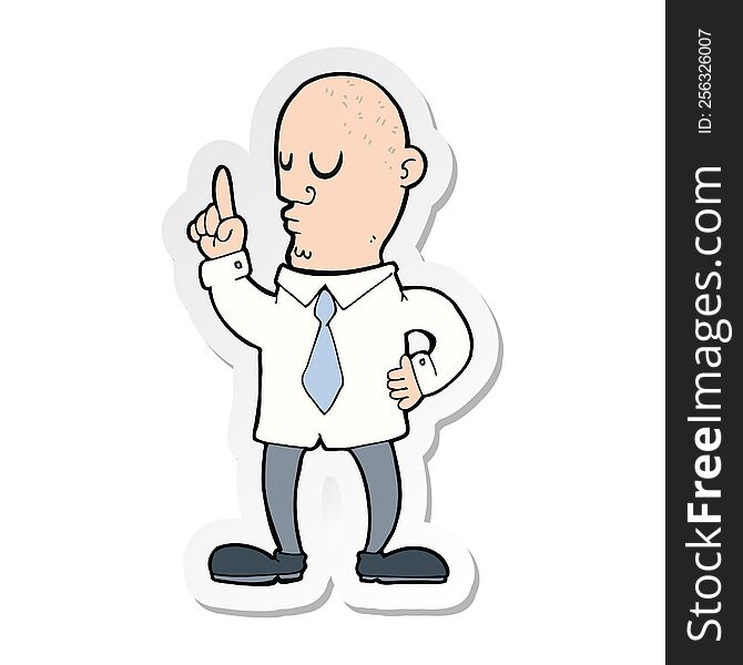 sticker of a cartoon bald man with idea