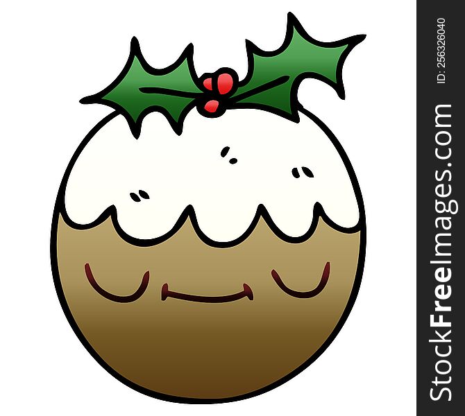 quirky gradient shaded cartoon christmas pudding