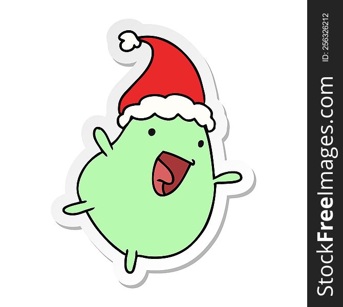 Christmas Sticker Cartoon Of Kawaii Bean