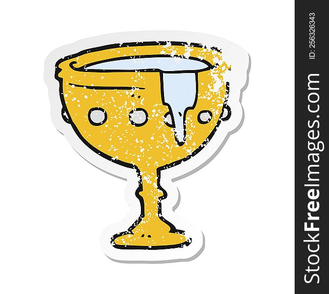 retro distressed sticker of a cartoon medieval cup