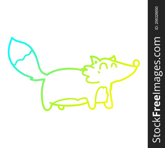 cold gradient line drawing of a fat cartoon fox